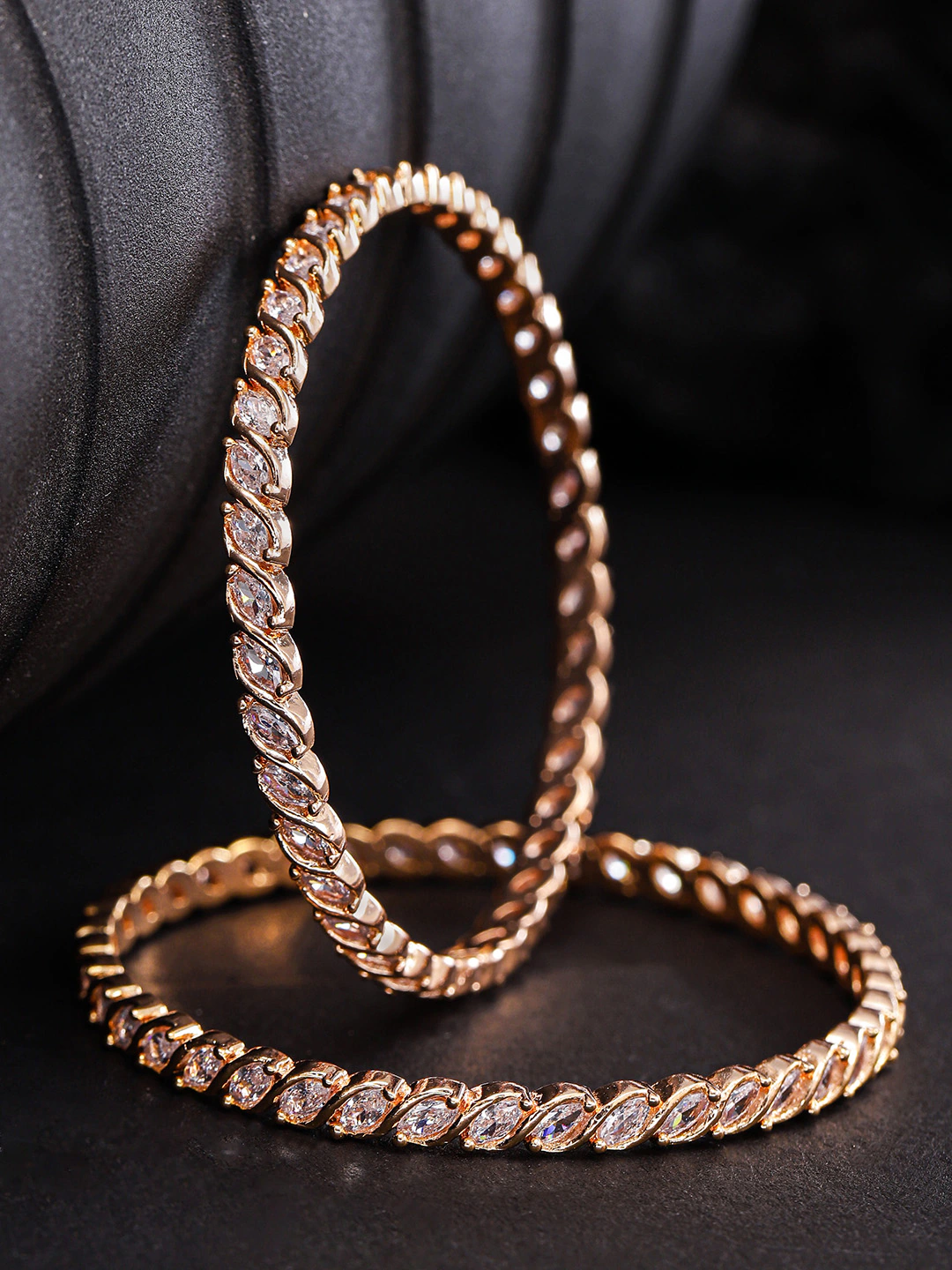  Rose-Gold Plated Handcrafted AD Studded Handcrafted Bangles