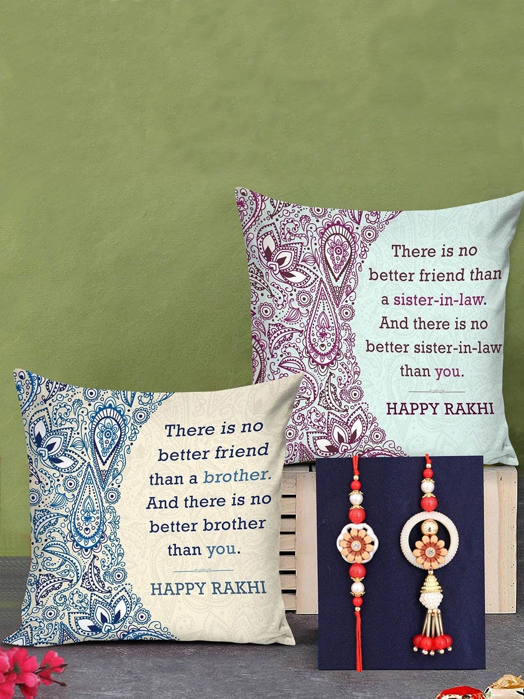 Unisex Red & Blue Bhaiya & Bhabhi Rakhi Gift Set