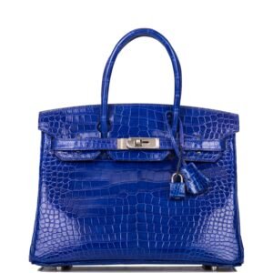 Blue crocodile Hermès Birkin handbag