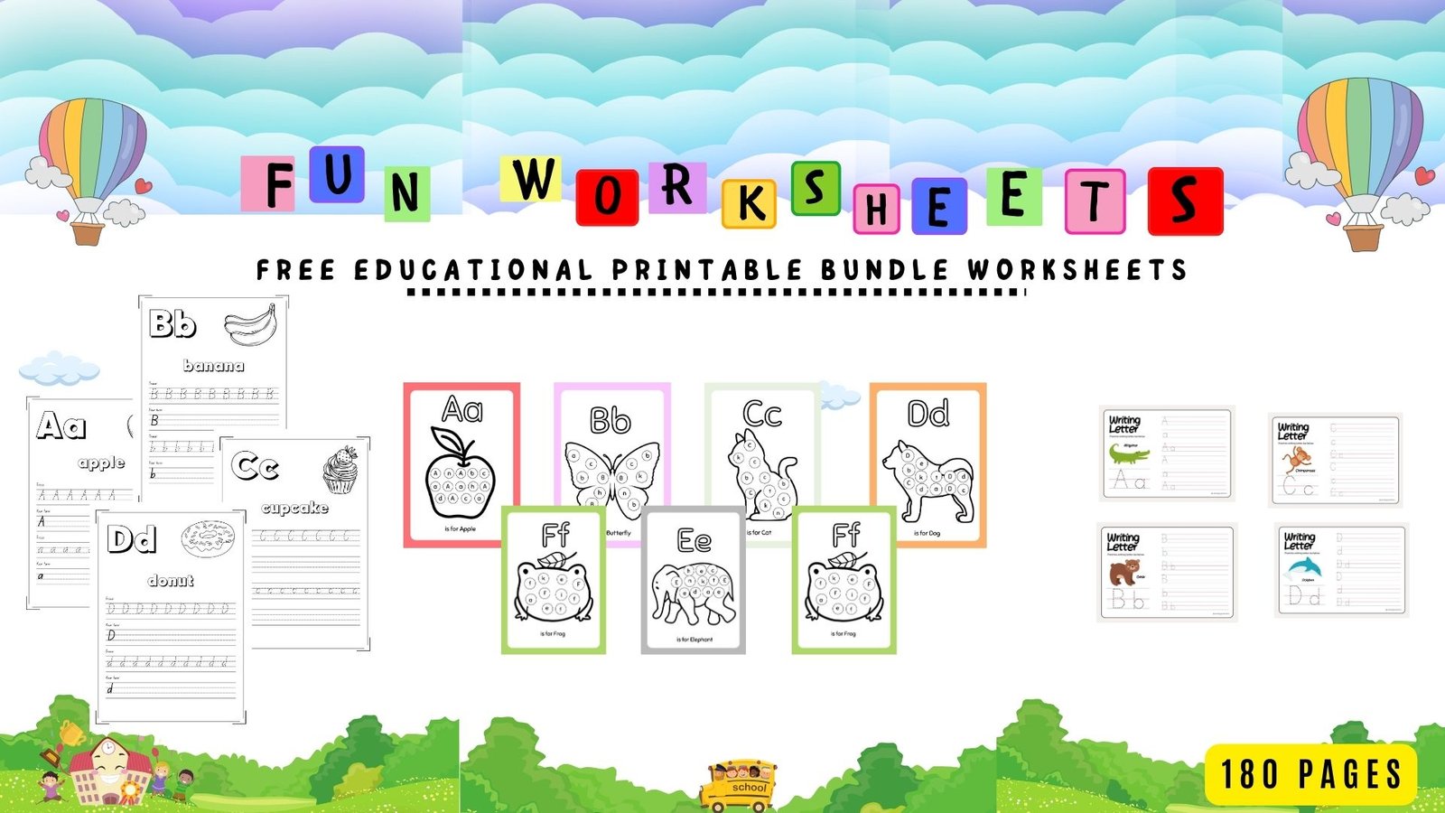 180 Free Printable Bundle Worksheets for Kids