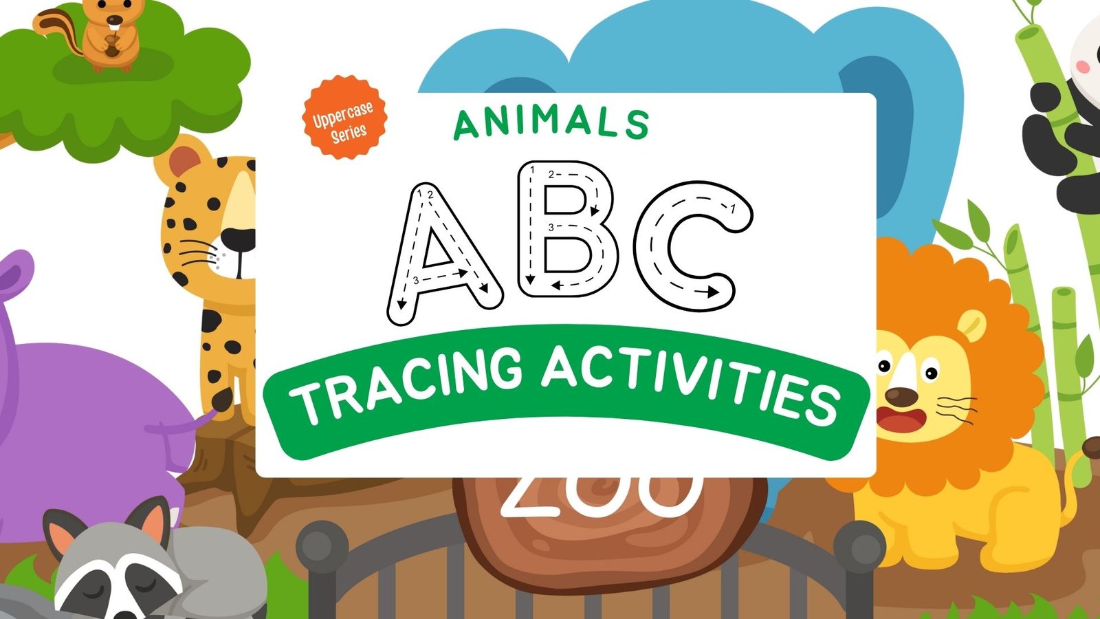 Fun Animals Alphabet Uppercase Tracing Worksheets for Kids