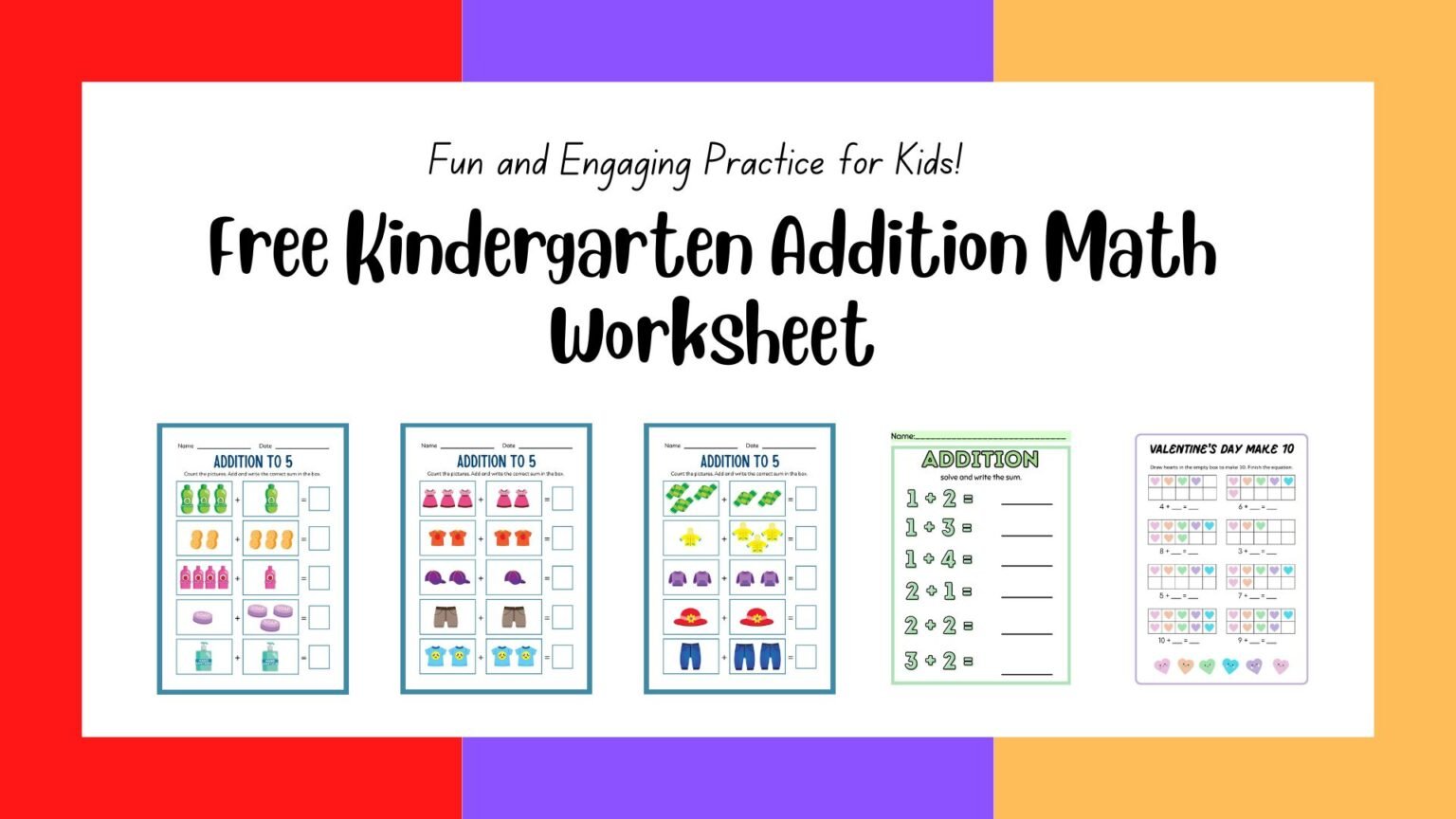 Free Kindergarten Addition Math Worksheet: Fun and Engaging Practice ...