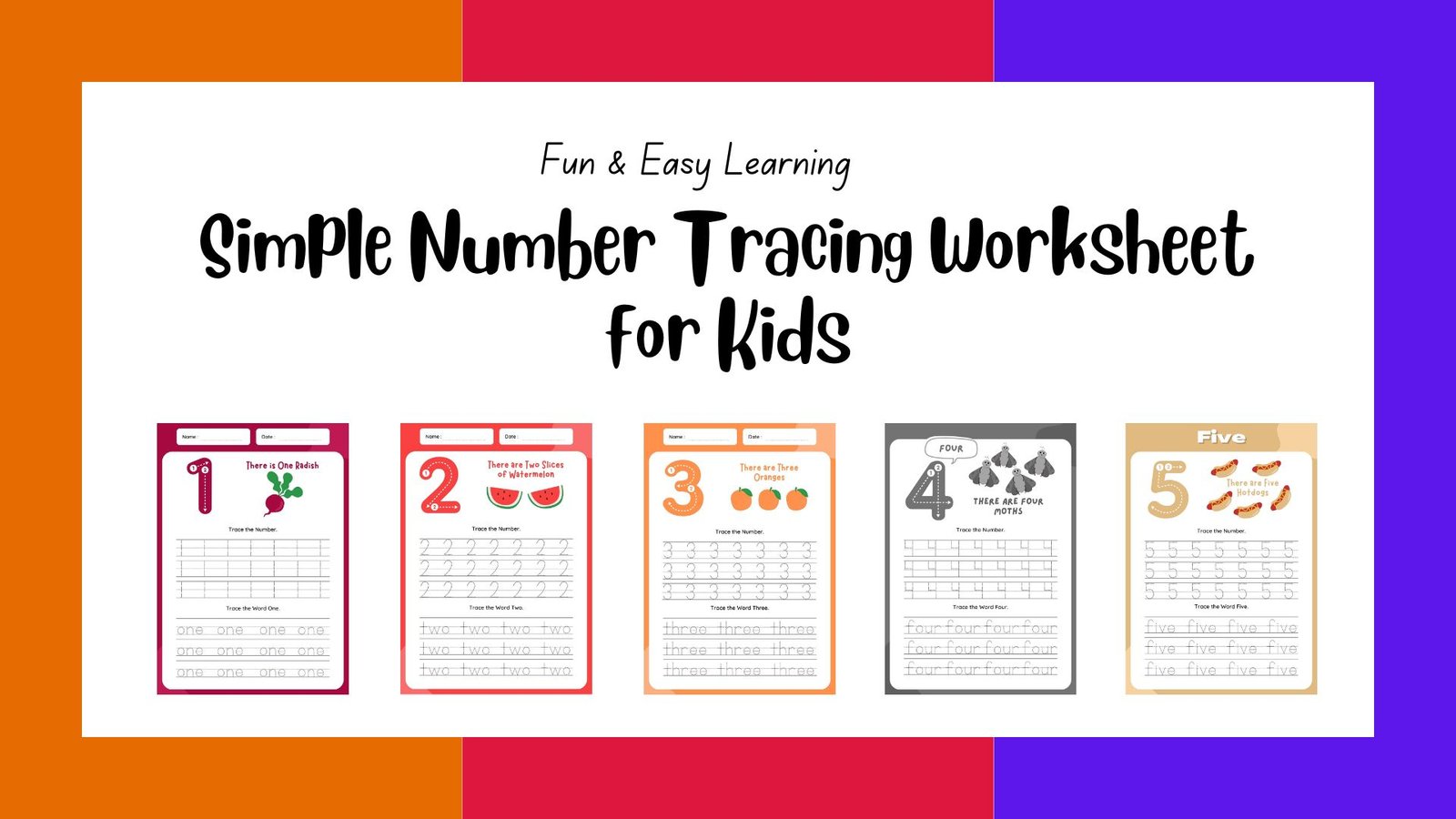 Simple Number Tracing Worksheet for Kids | Fun and Easy Learning (15 Pages)