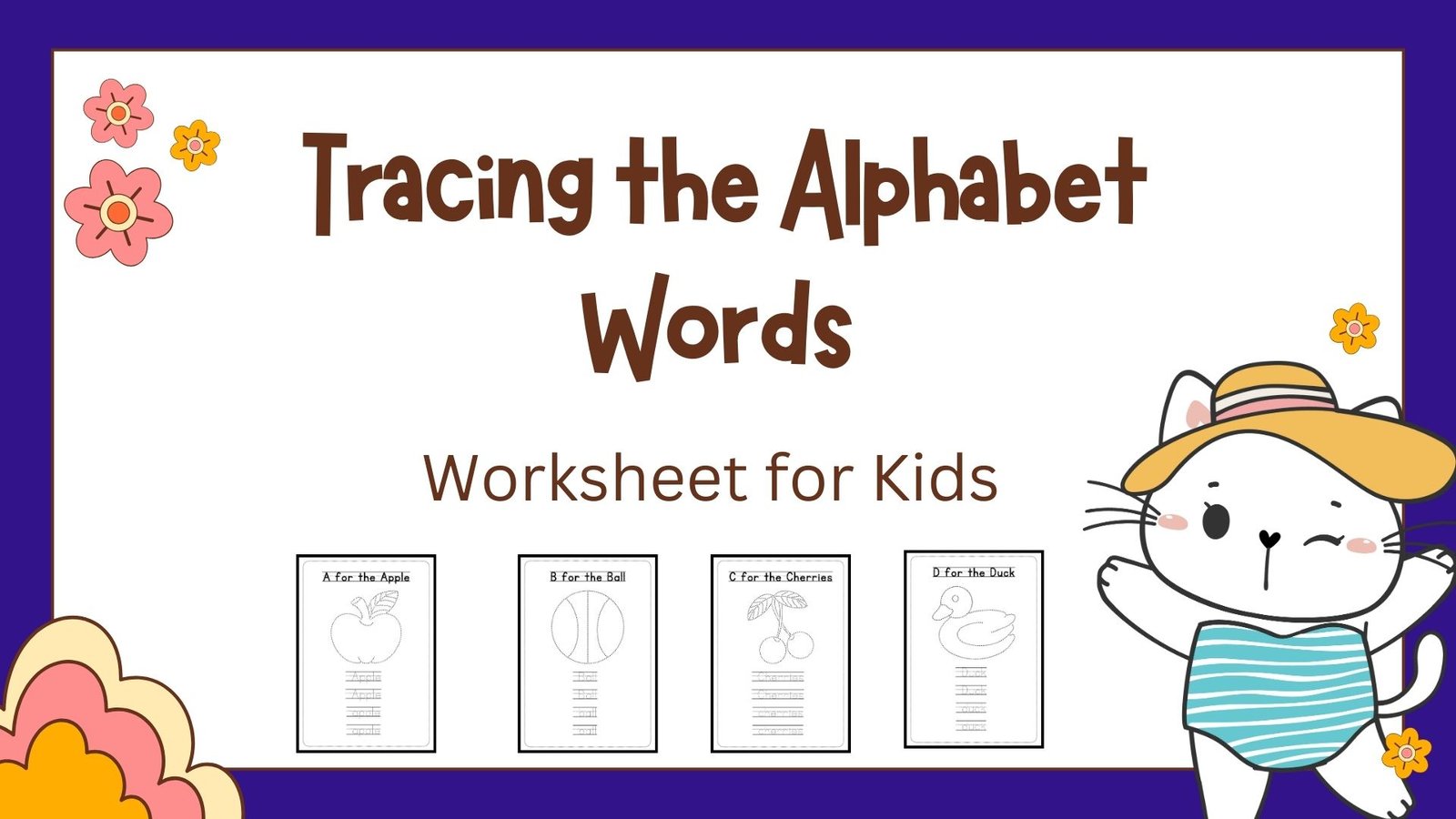 Tracing the Alphabet Words Worksheet for kids