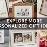 A collection of customized gift items like name necklaces, photo frames, and gift boxes for special occasions