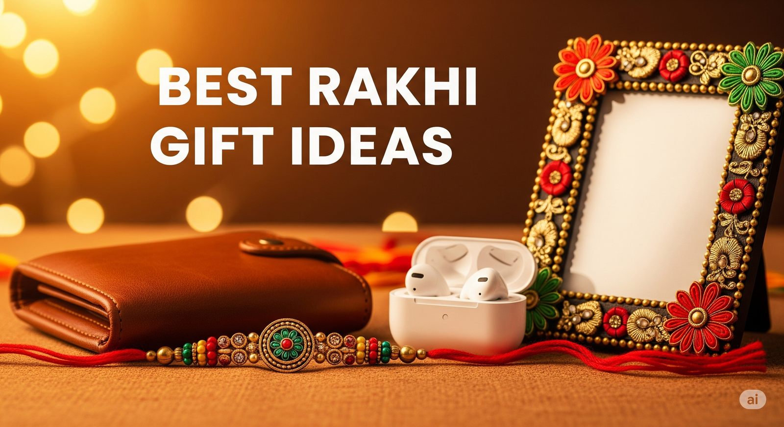 Unique Rakhi gift ideas for brothers, including personalized wallets and tech gadgets