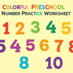 Colorful Preschool Number Practice Worksheet